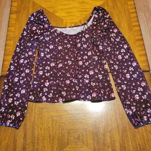 Aeropostale Floral Long Sleeve Cropped Top